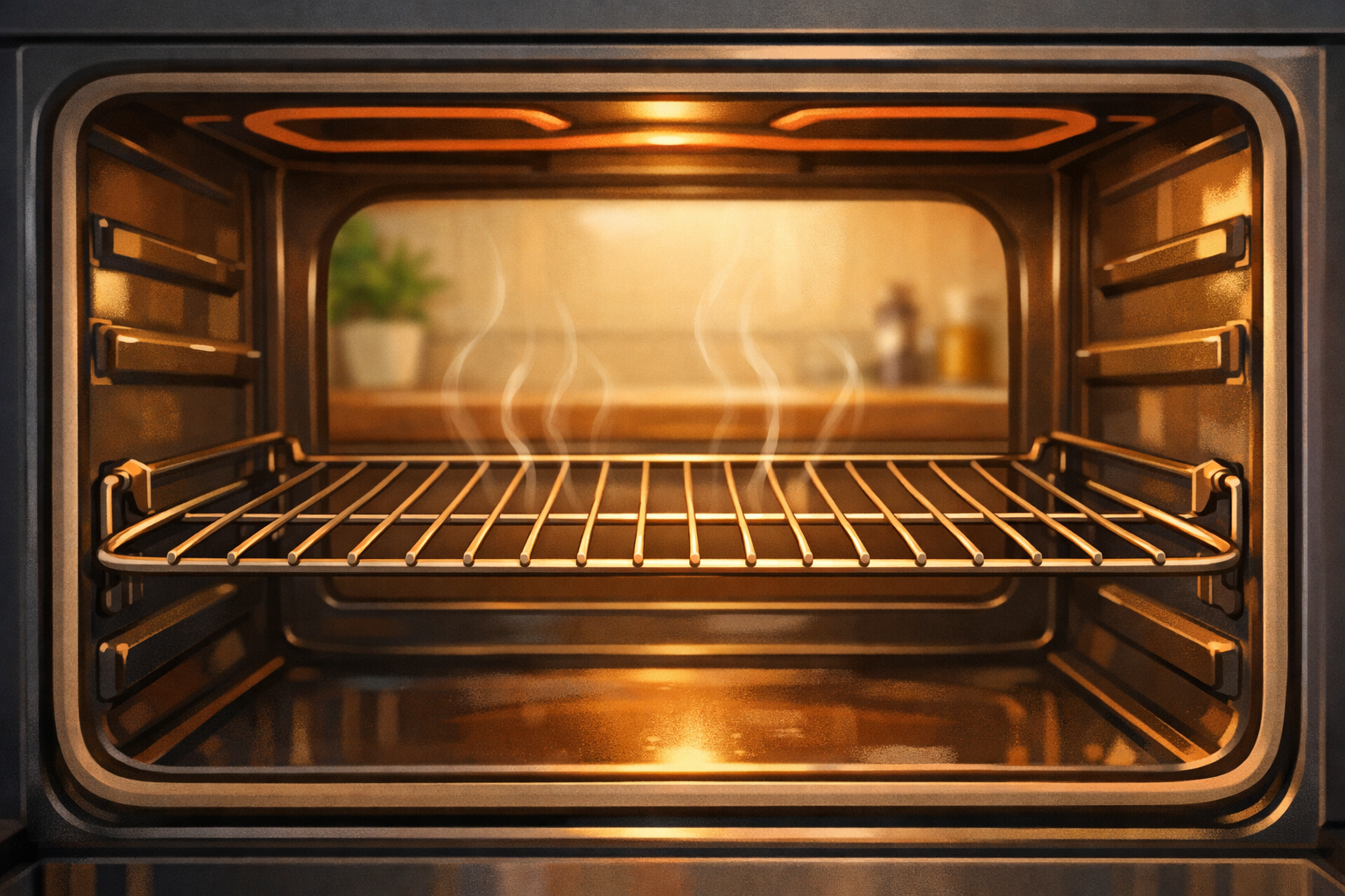 Oven with the middle rack in place, preheating.