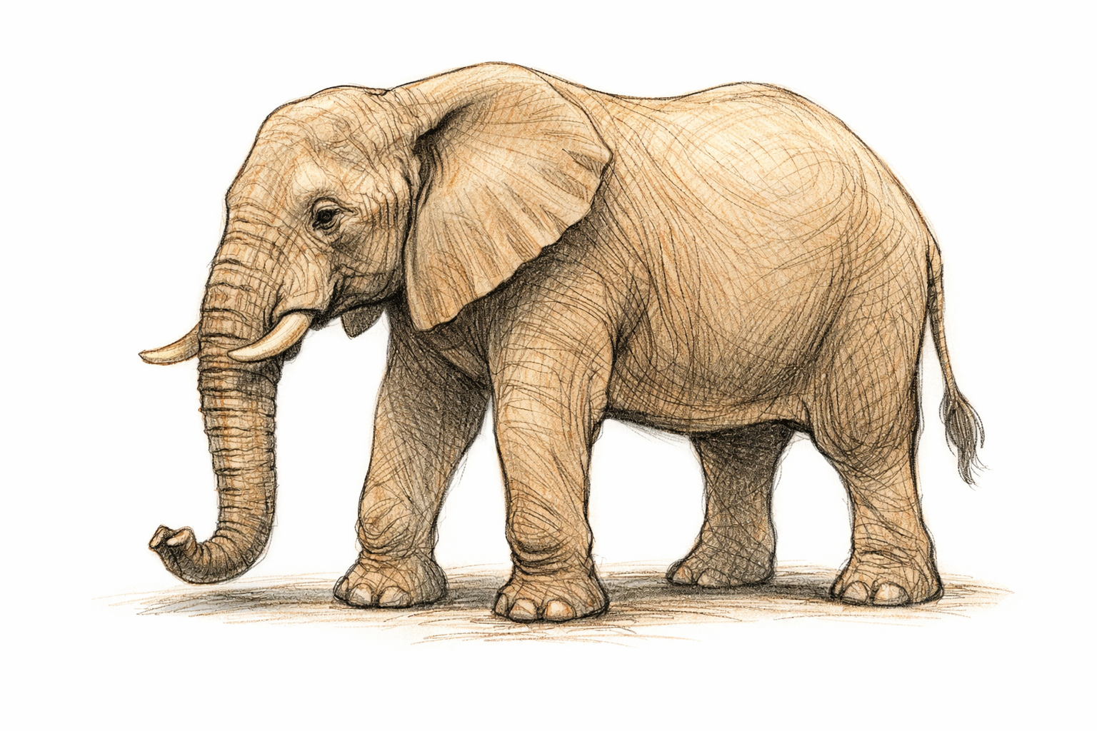 Soft shading appears on the undersides of the elephant to add volume.