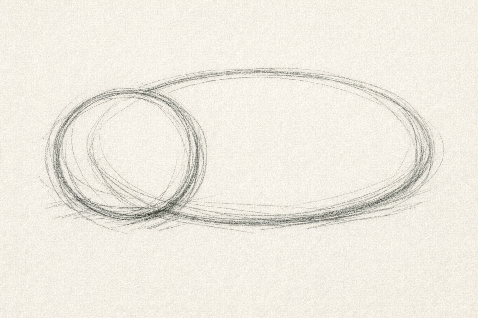 A small circle overlaps the front of the larger body oval to indicate the head position.