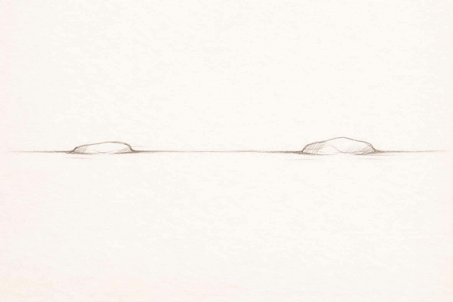 A faint horizontal horizon line with breaks left for where the arch will be drawn.