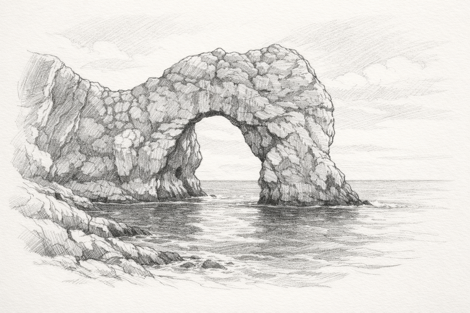 Soft midtone shading added to the rock arch with clear edges against the background.