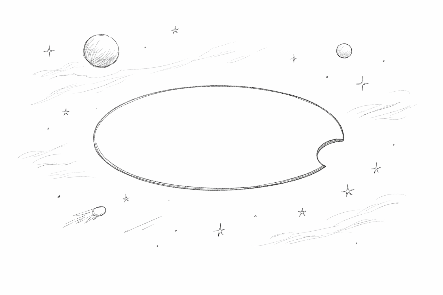 A wide oval with a small notch on the rim to form a lily pad.