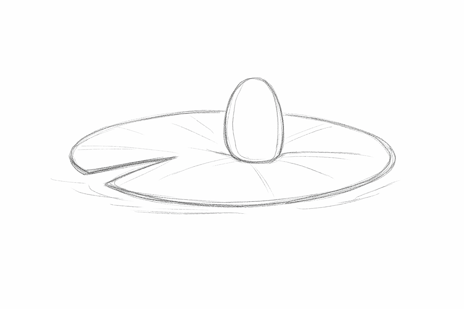 A tall oval for the frog’s body sitting on the lily pad.