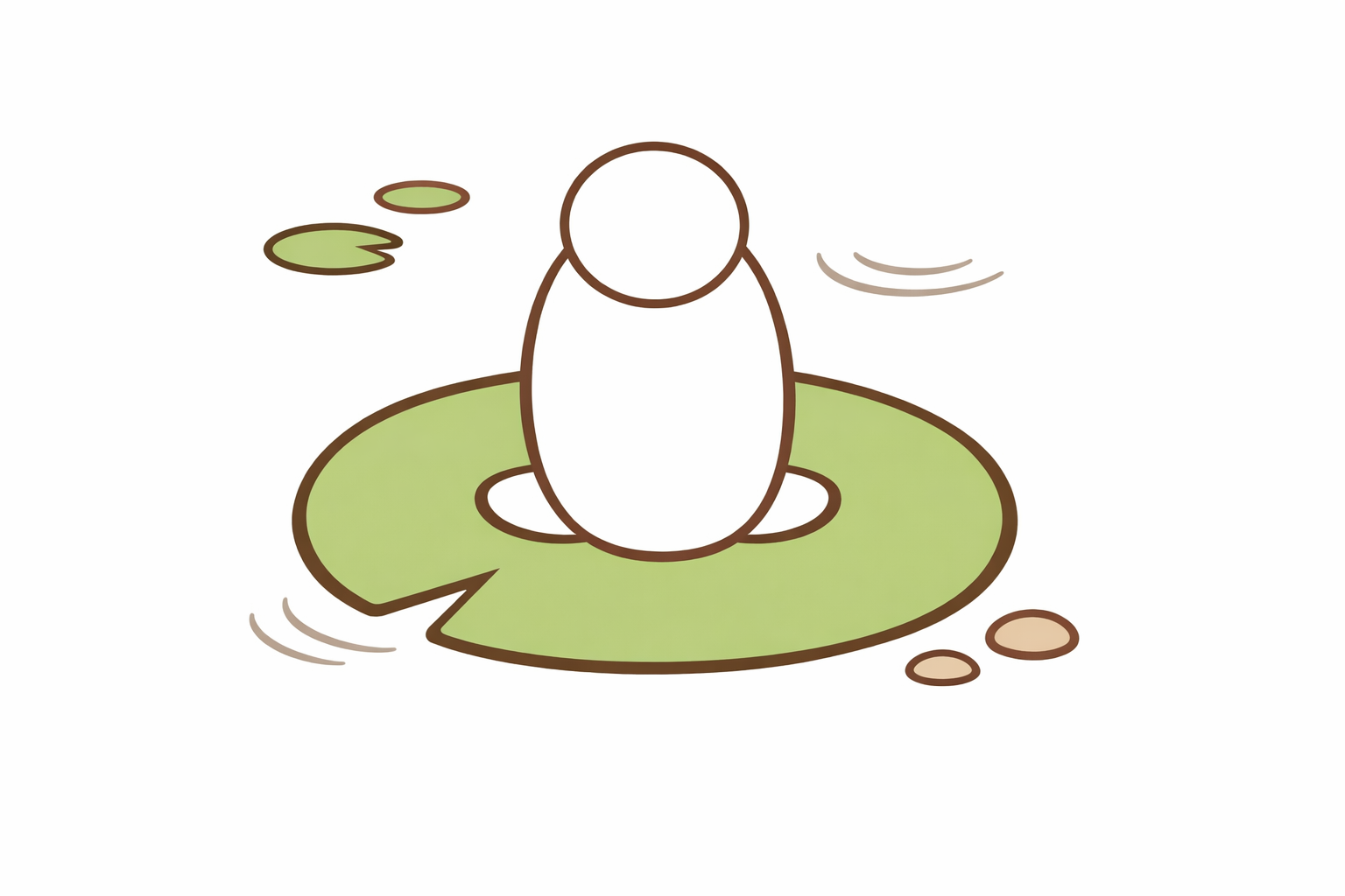 A small head circle overlapping the body oval on the pad.