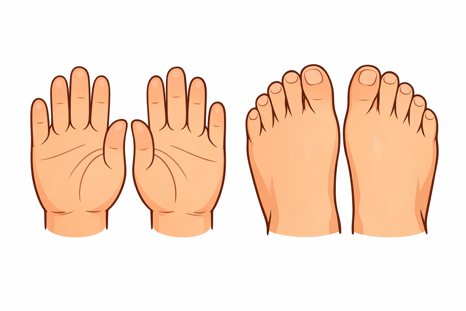 Front hands with three webbed toes and hind feet with four webbed toes.