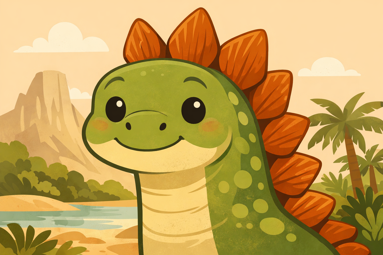 Frog head with a subtle smile, nostrils, and soft brow arcs.