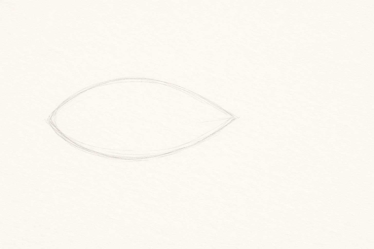 Light almond-shaped outline centered on the page with extra space to the right.