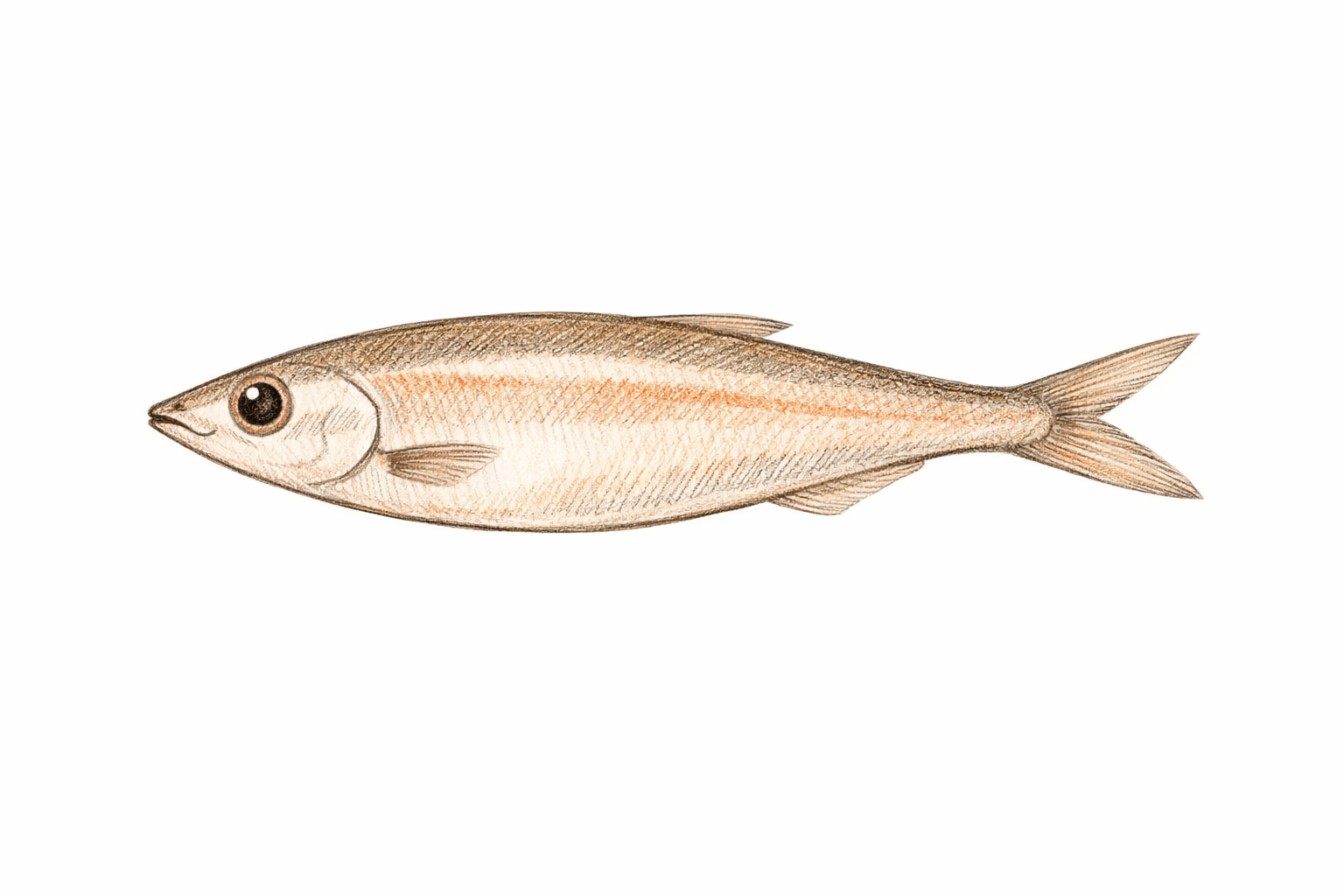 Goldfish head details with eye, small mouth line, and a gentle gill curve.