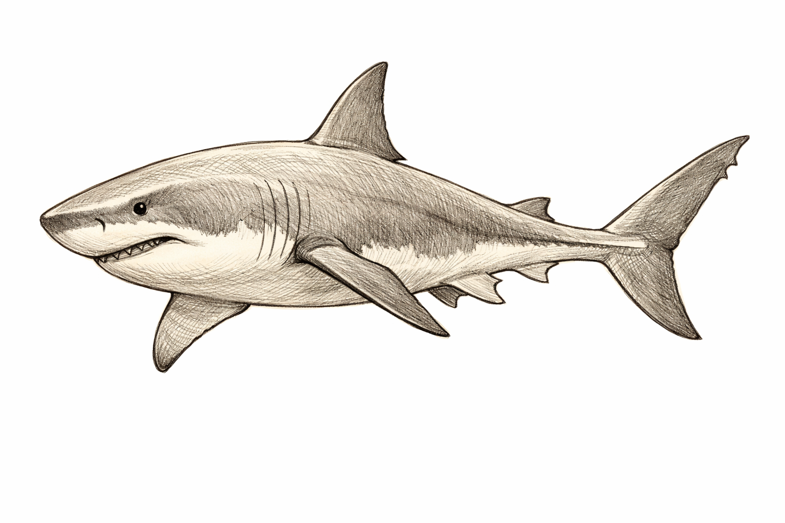 Refined darker outlines of the fish with clear fin attachments and a narrowed tail base.