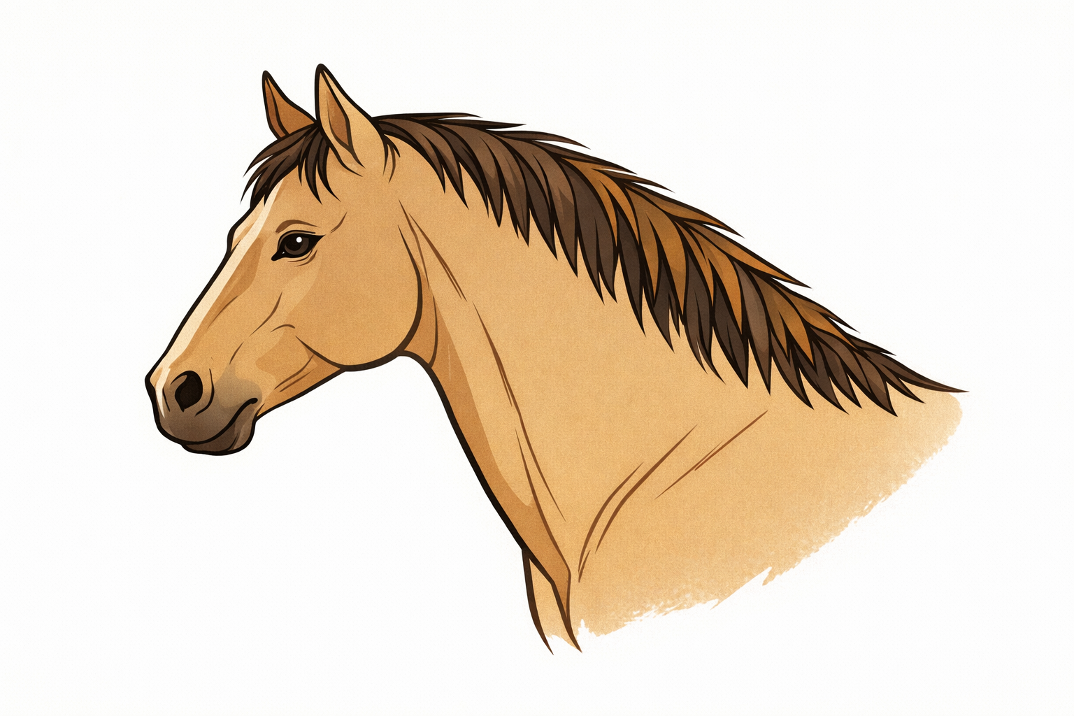 Grouped, tapered hair clumps along the top of the neck forming a mane.