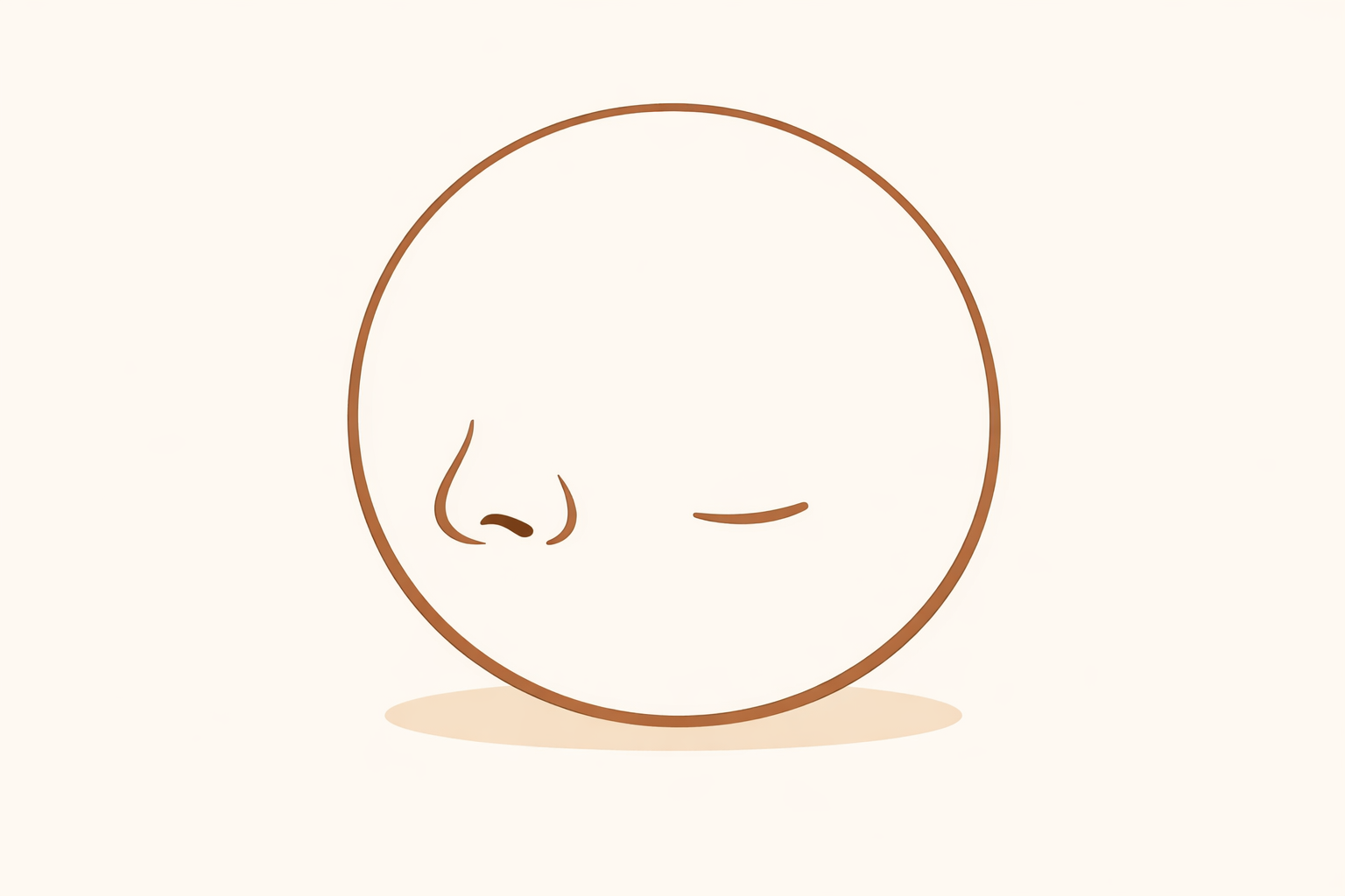 A teardrop nostril and a short mouth line placed within the front small circle.