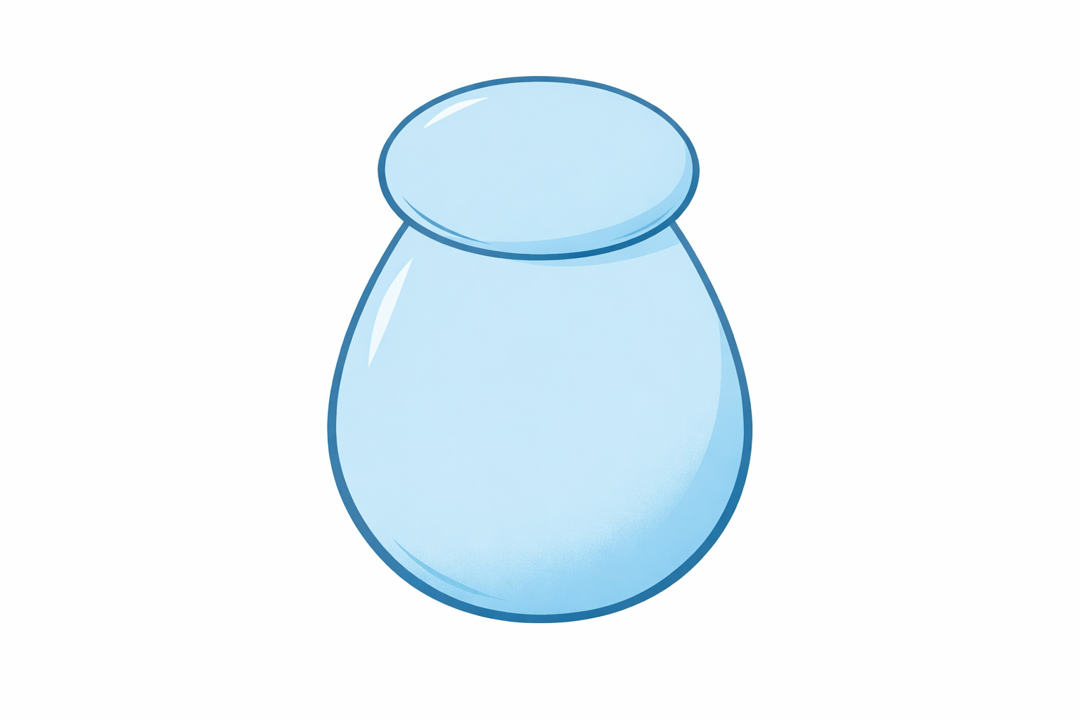 A small head oval overlaps the top of a larger body teardrop, both in pale blue, with a darker outline hinting at the combined silhouette.