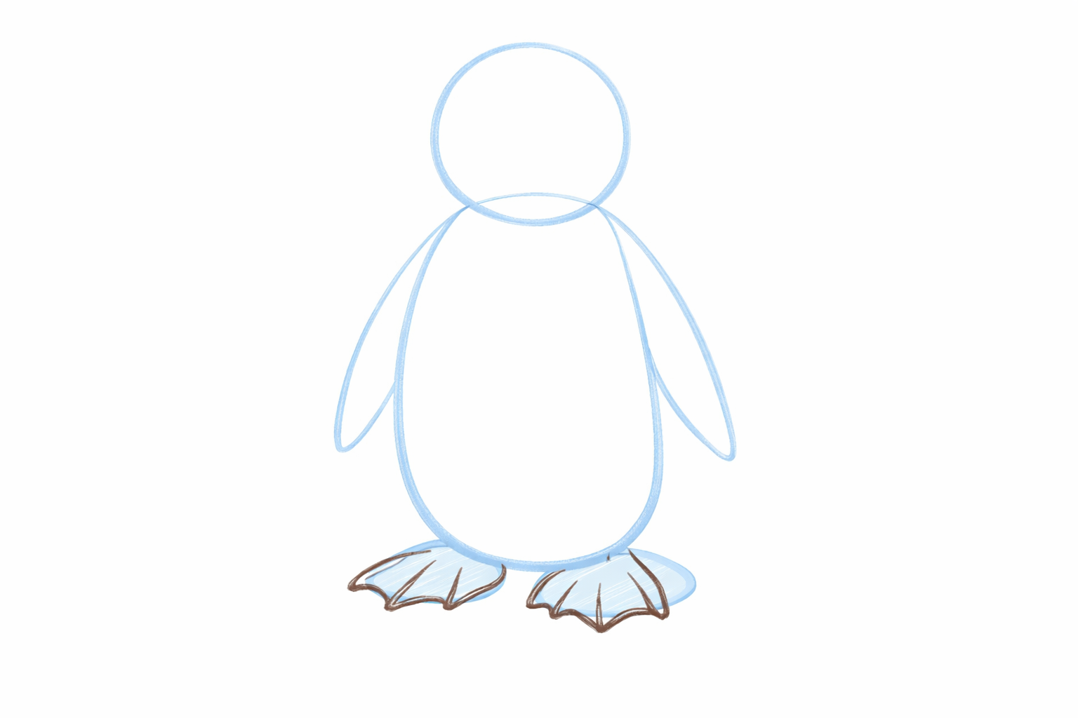 Two small rounded foot shapes sit at the base of the body, angled slightly outward.