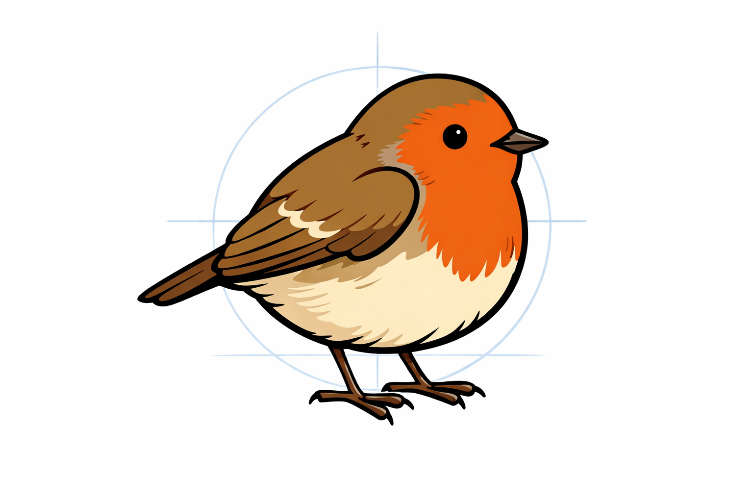A small round eye and a short beak line are added to the refined penguin outline.