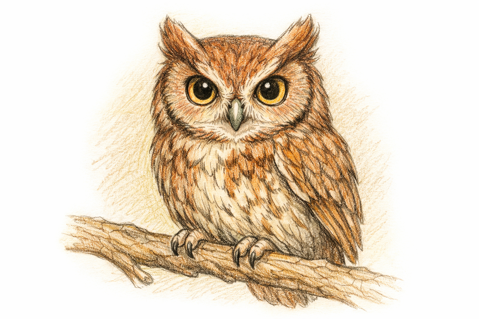Clean owl outline with guidelines removed.