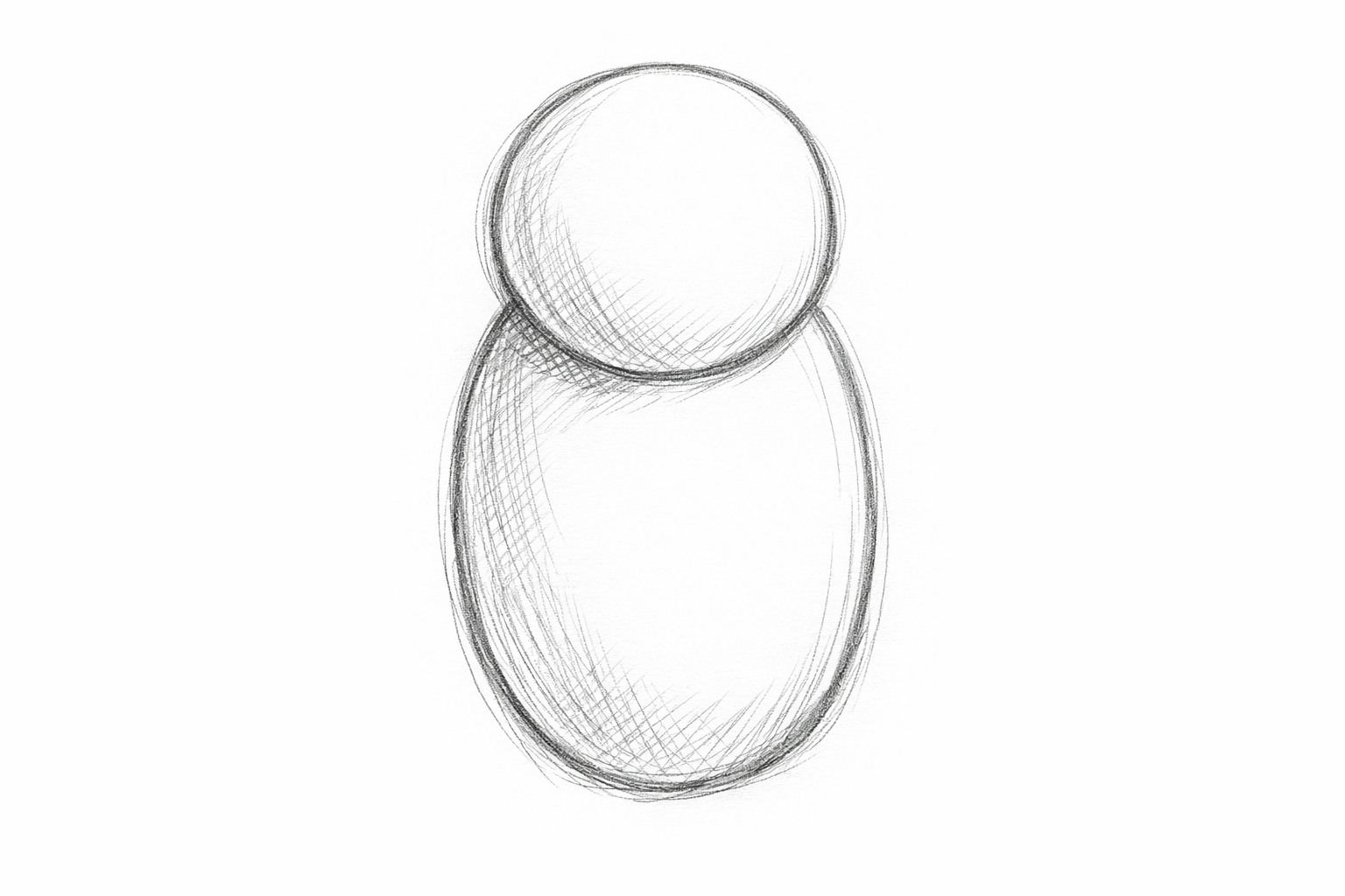 Light circle for head stacked over a taller oval for the owl’s body.
