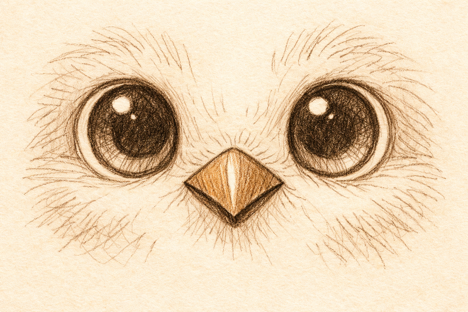 Small beak shape centered under the eyes on the head.