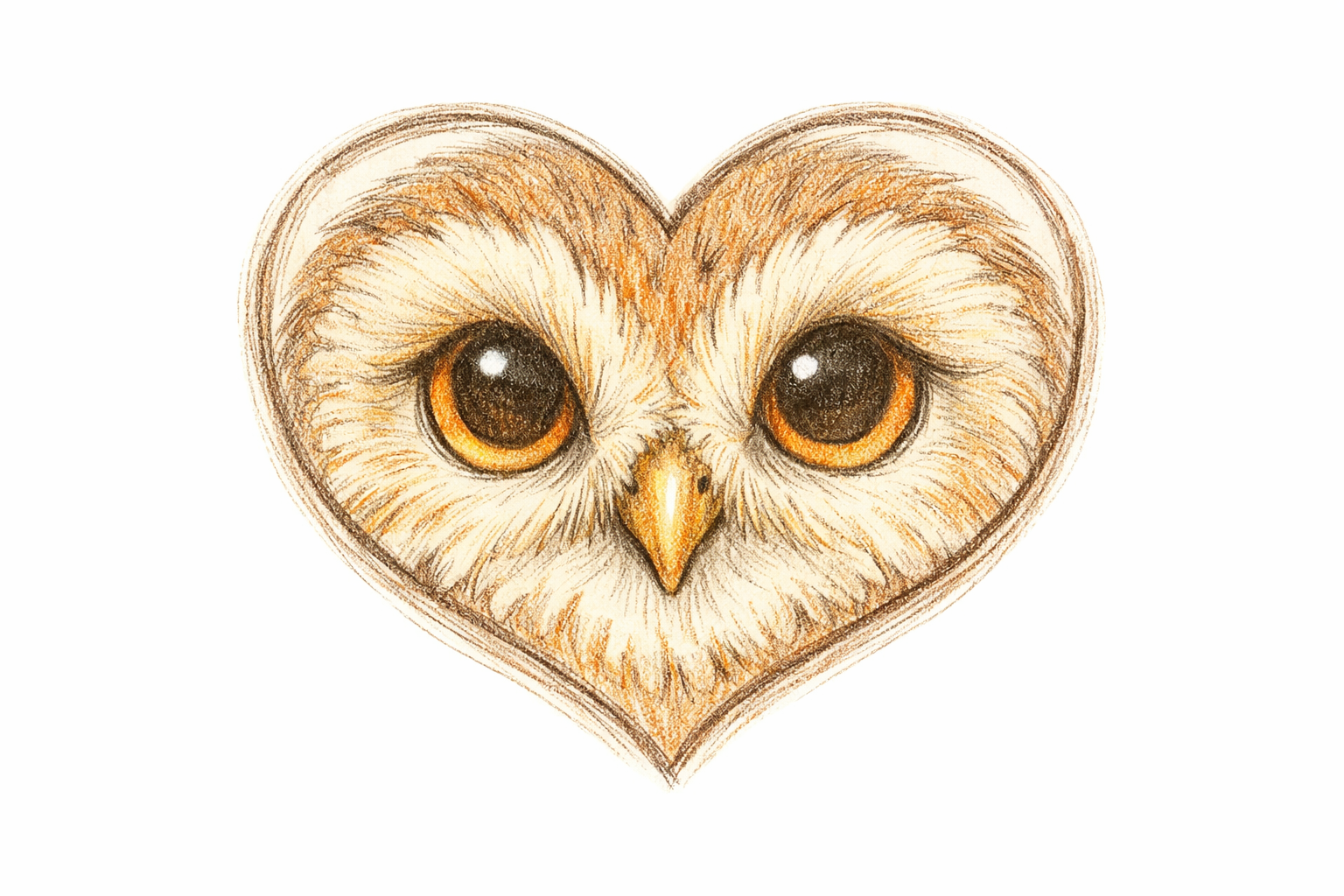 Facial disk outline encircling the owl’s eyes and beak.