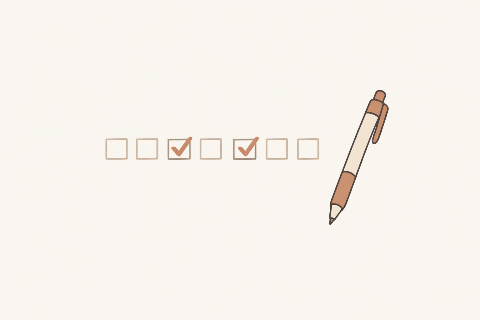 A short row of boxes with some checked off, indicating a simple weekly streak.