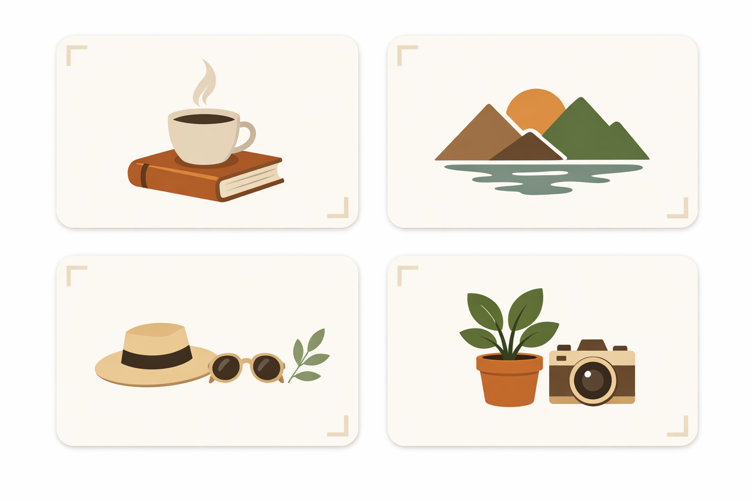 Minimal flashcards with clear writing and simple color cues.