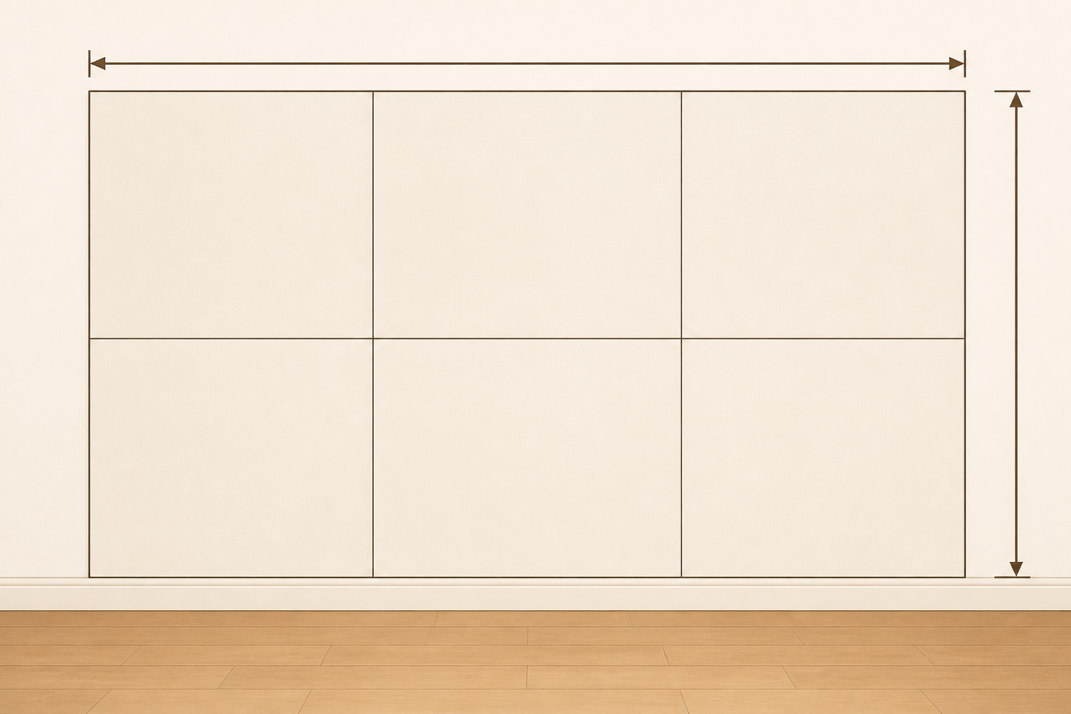 Diagram of wall measurements with a grid overlay showing columns and rows.