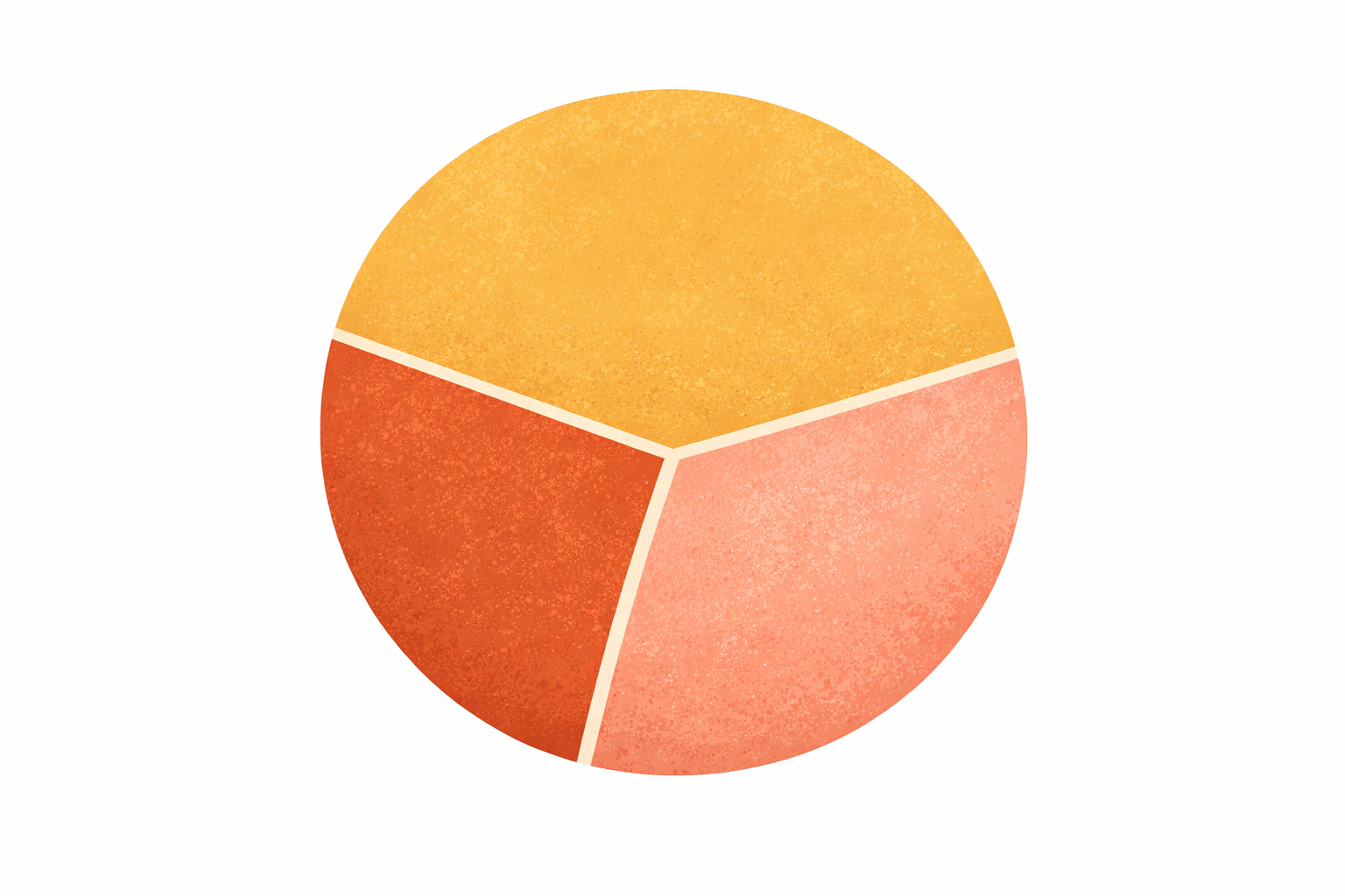 A circle divided into three segments to suggest a planned time split.